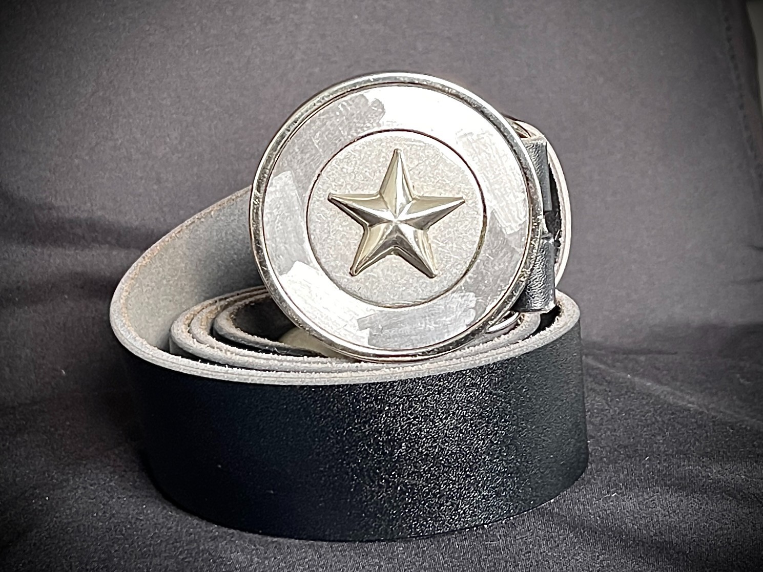 “Five Point Relic” Belt Buckle 2.5” Round Handmade Star OOAK Darren McNees