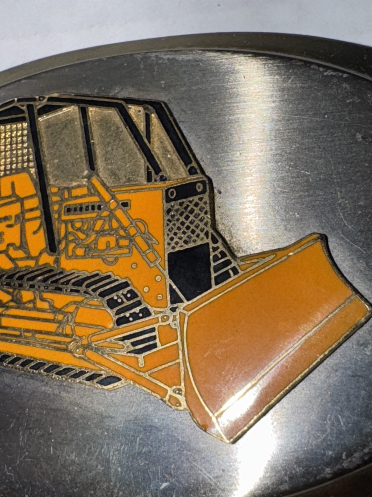 Vintage 450 BullDozer Tracks Construction Tractor New Old Stock Belt Buckle Gold