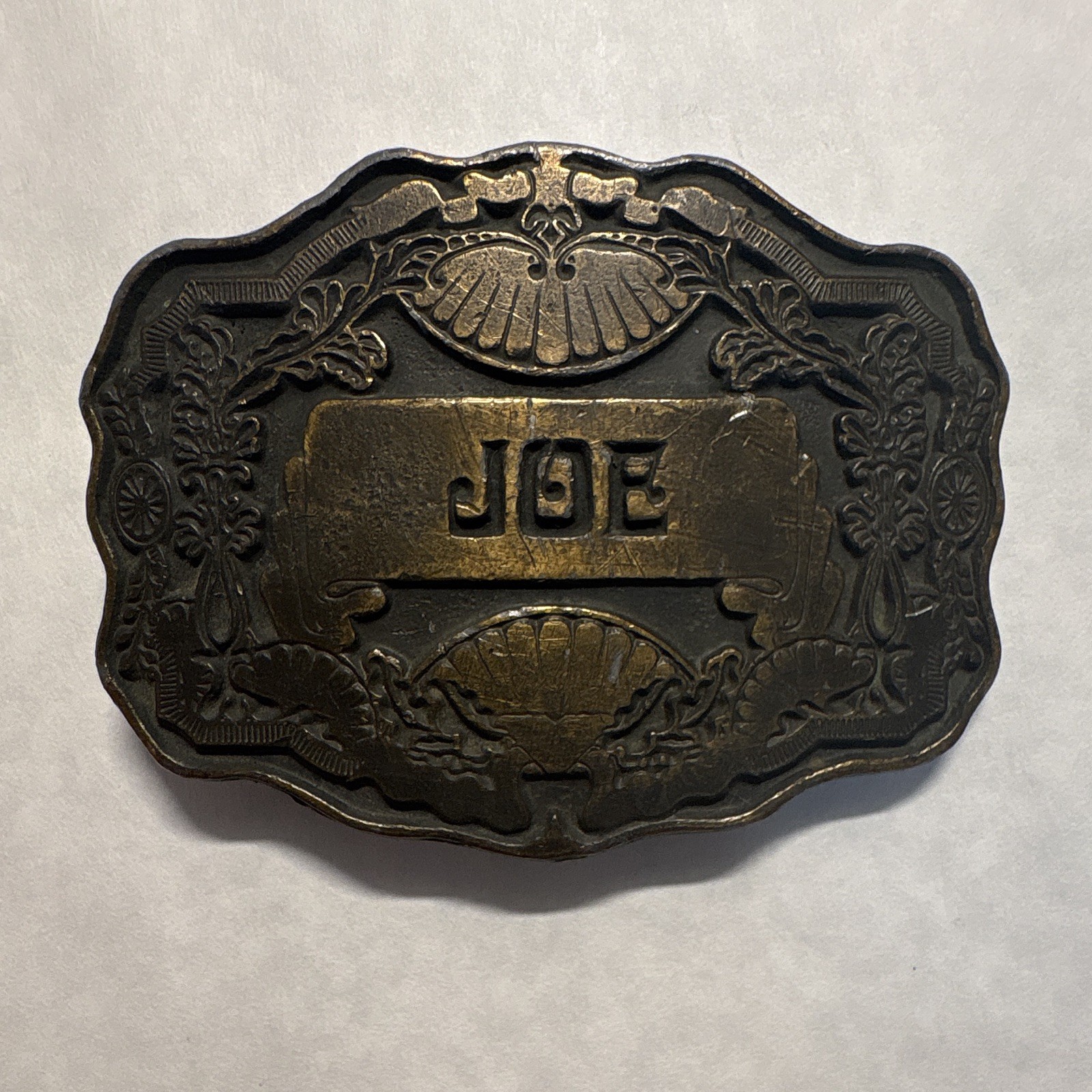 BBB Solid Brass « Joe » Belt Buckle Floral Western Antique Finish 1.5in #843