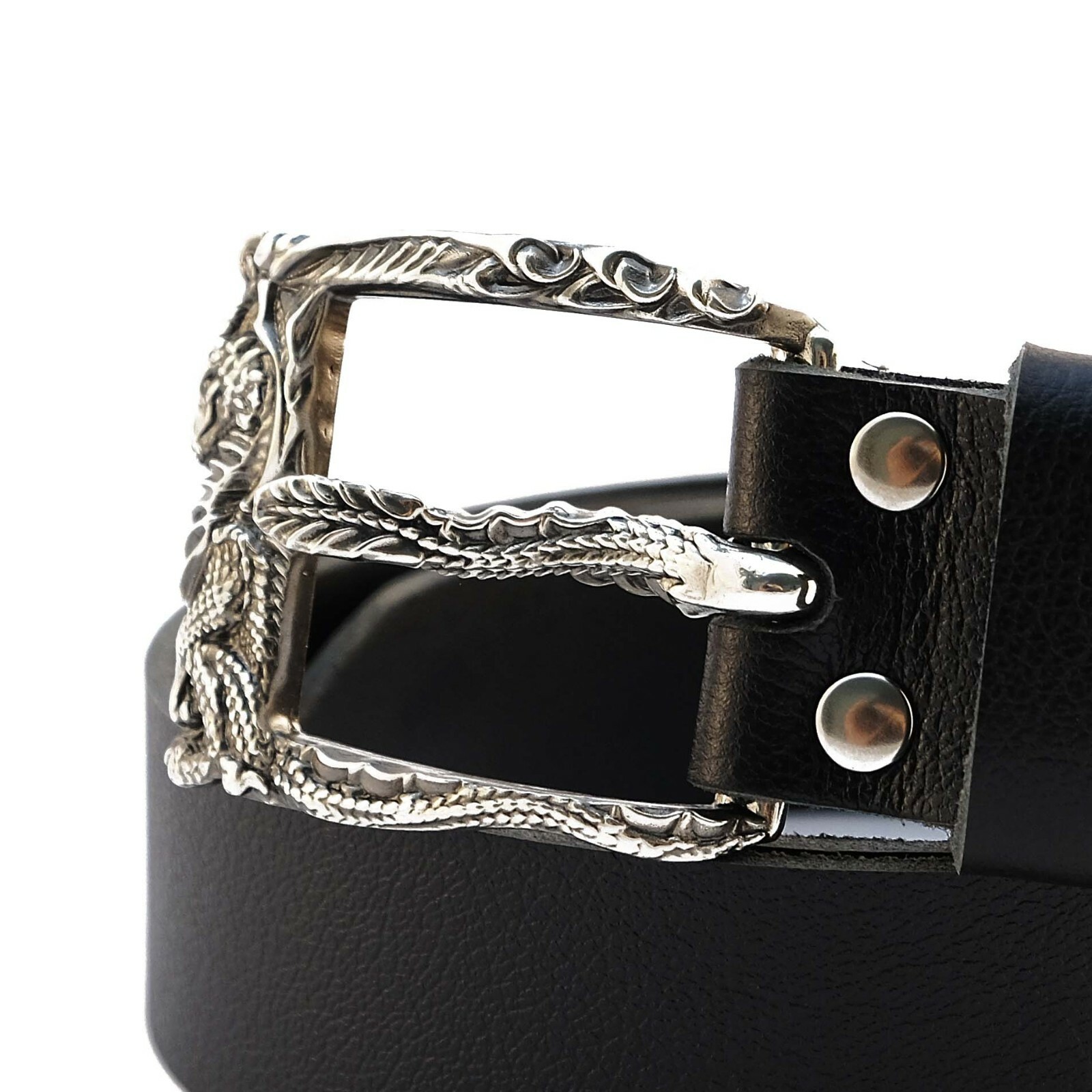 German silver belt buckle « Smaug dragon », handmade pin type german silver buckle