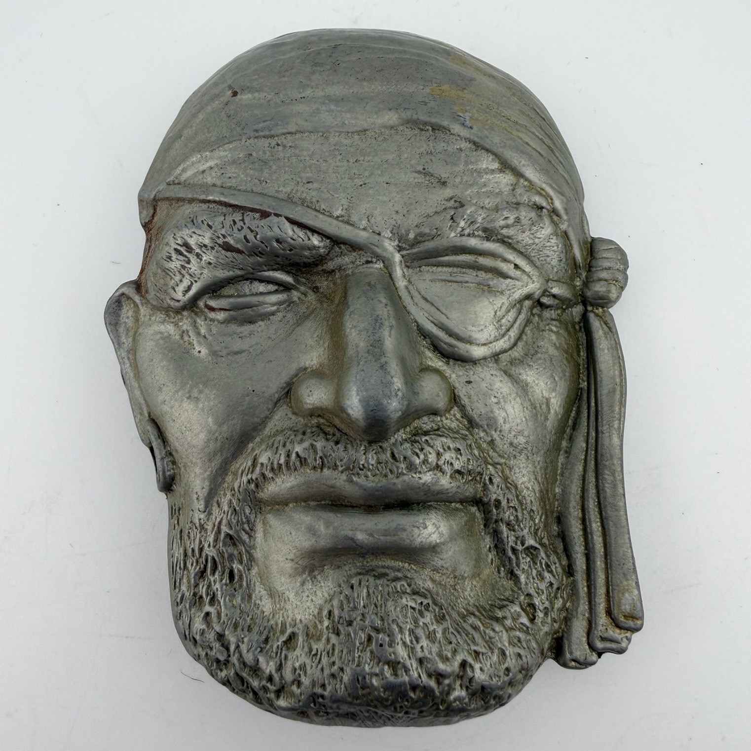 Vintage Pirate Head Belt Buckle OS Silver/Pewter-tone Vintage 3D Eye Patch Biker