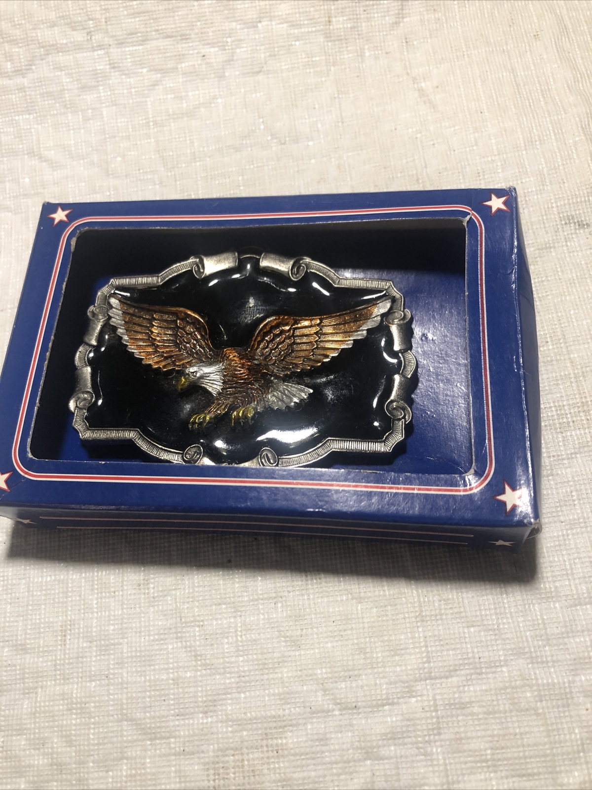 Vtg Belt Buckle 1983 The Great American Buckle Co ENAMEL EAGLE QD1243 3 3/4&Prime; USA