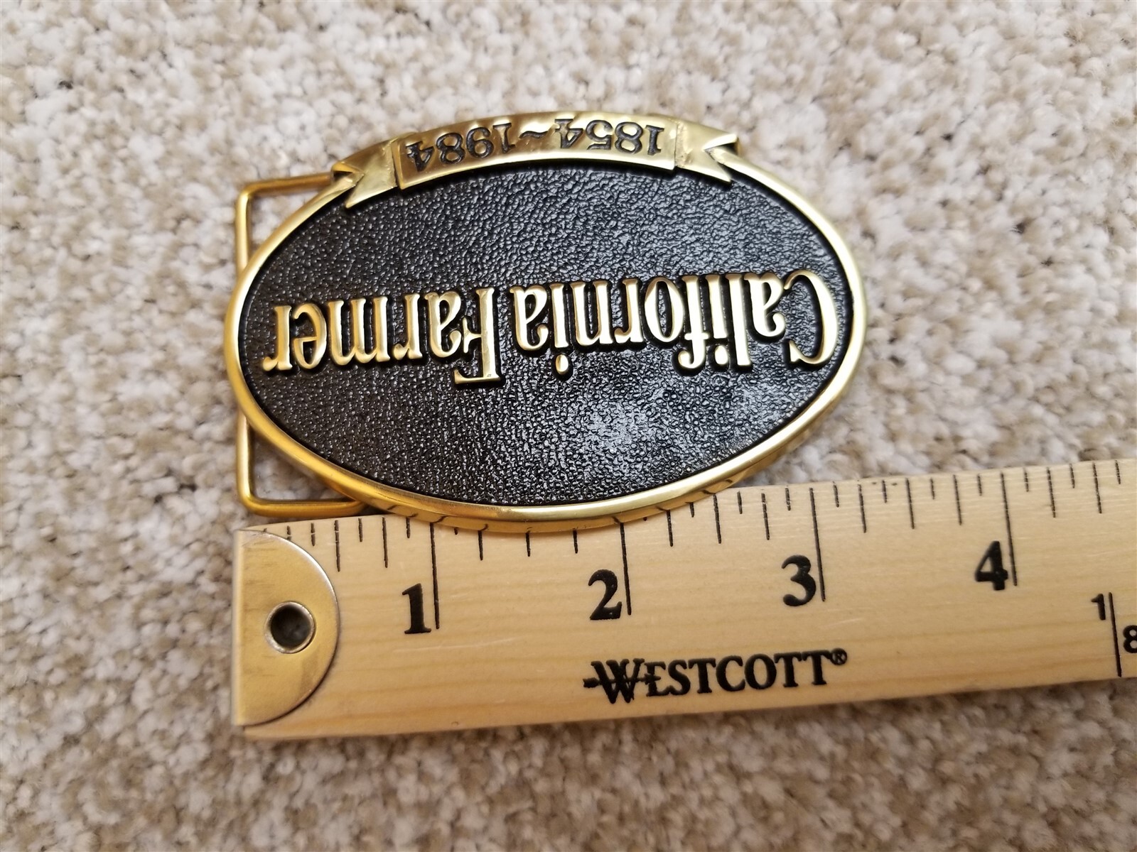 Vintage California Farmer Magazine Belt Buckle 130th Aniversary 1984 Brass Jadco