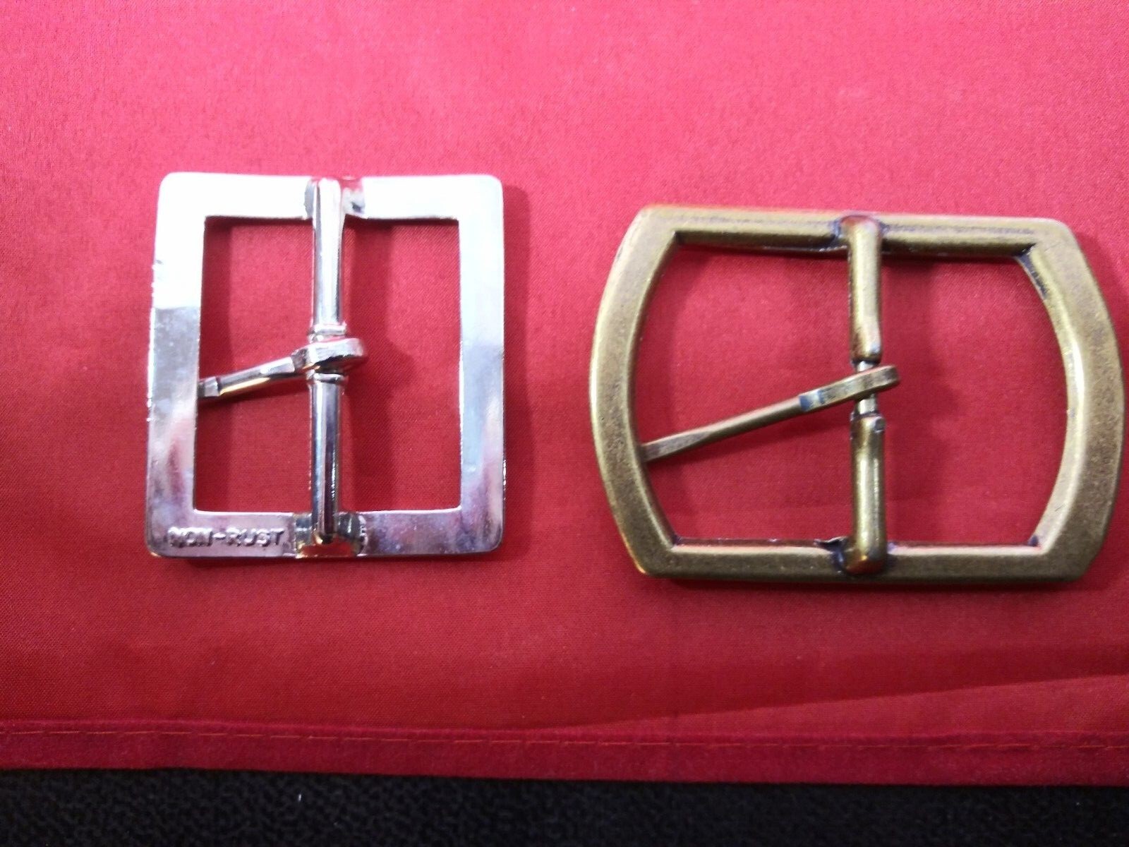 2 Plain Belt Buckle, Silver Color; Brass Color, Excellent Condition, 1.75&Prime; Belt