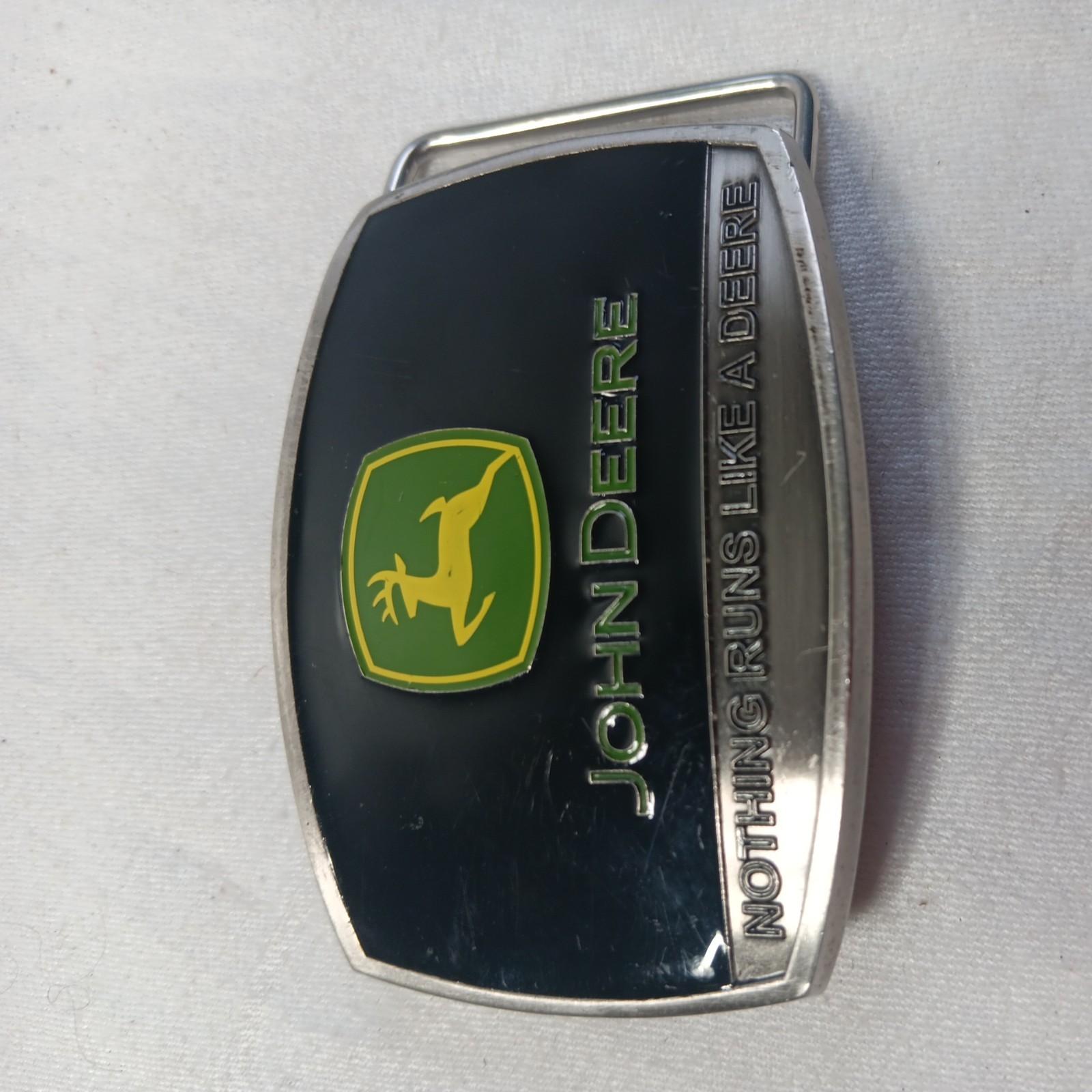 JOHN DEERE SpecCast Green Yellow & Black Pewter Enamel Belt Buckle