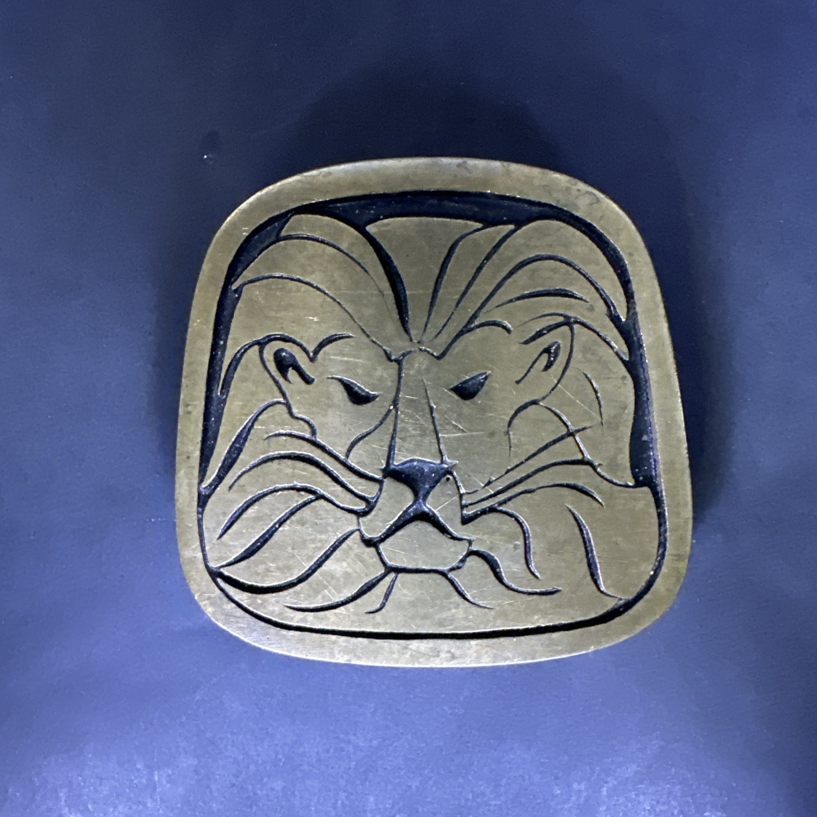 1970s Lion Solid Brass Hippie Rare Vintage Belt Buckle