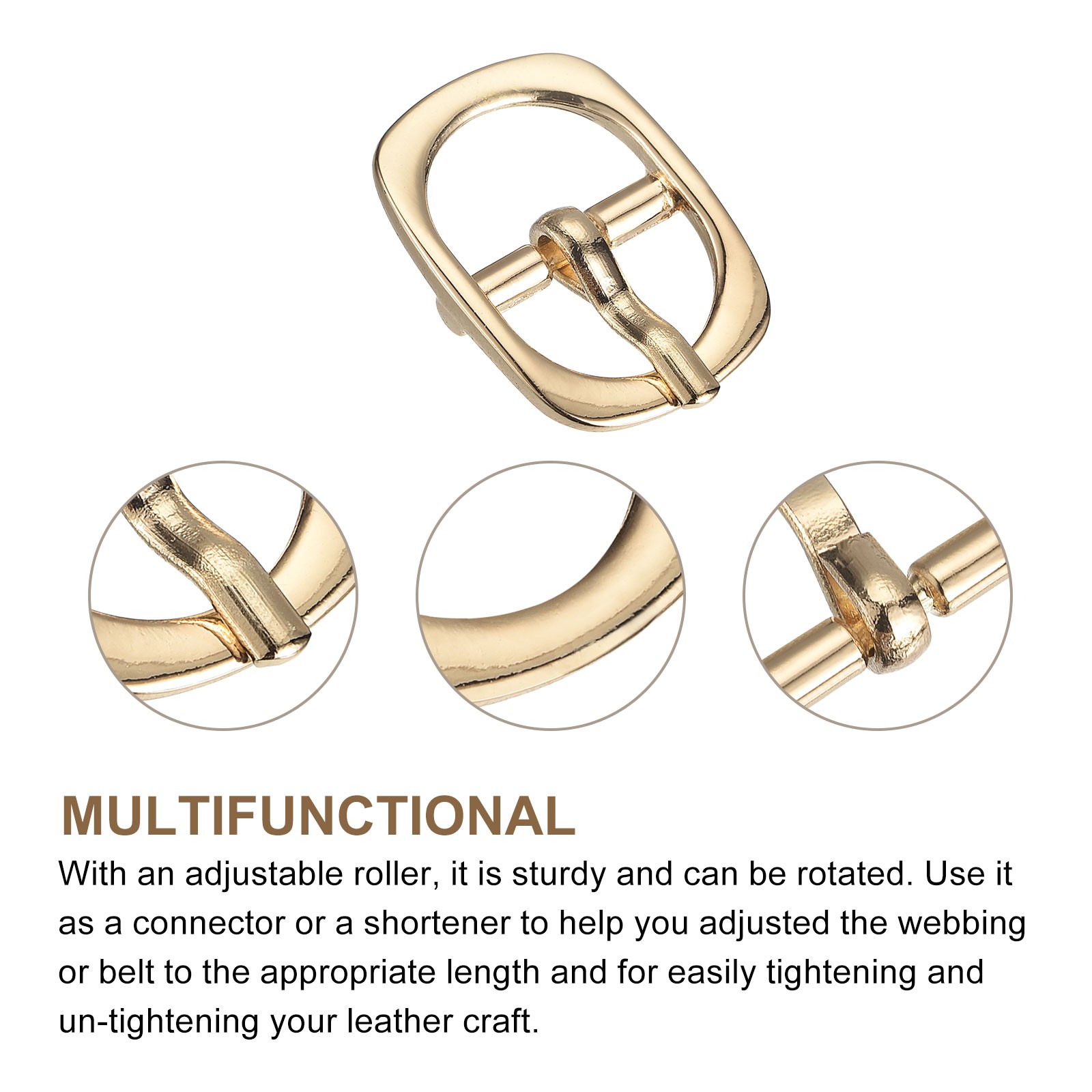 5Pcs 0.5&Prime; Single Prong Belt Buckle Oval Center Bar Buckles for Belt Champagne