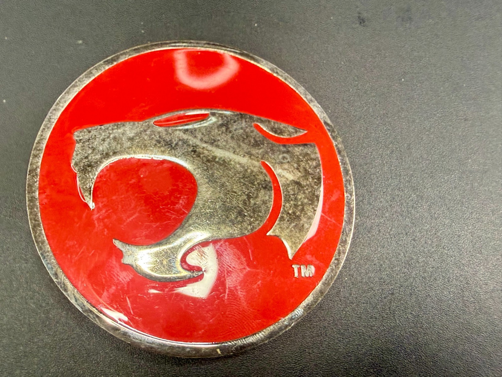 Thundercats Logo Red Silver Enamel Belt Buckle Warner Bros. Inc and Ted Wolf