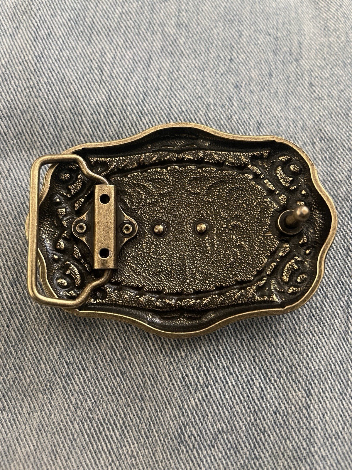 New Aged Gold and Black Western Bull Head Belt Buckle