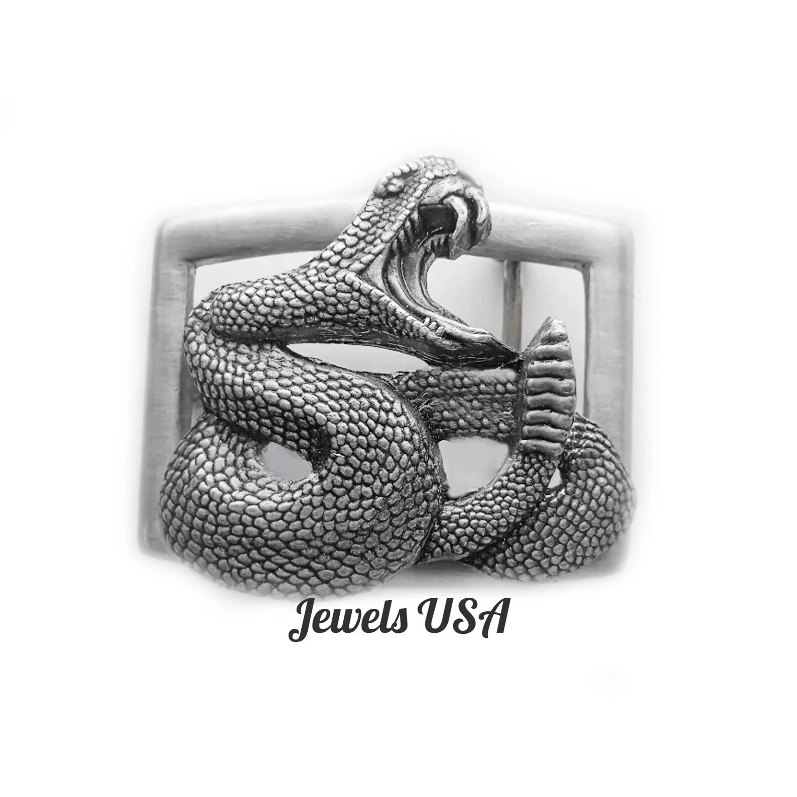 Rattle Snake 925 Silver Belt Buckle Animal Jewelry Gift Men Made in USA