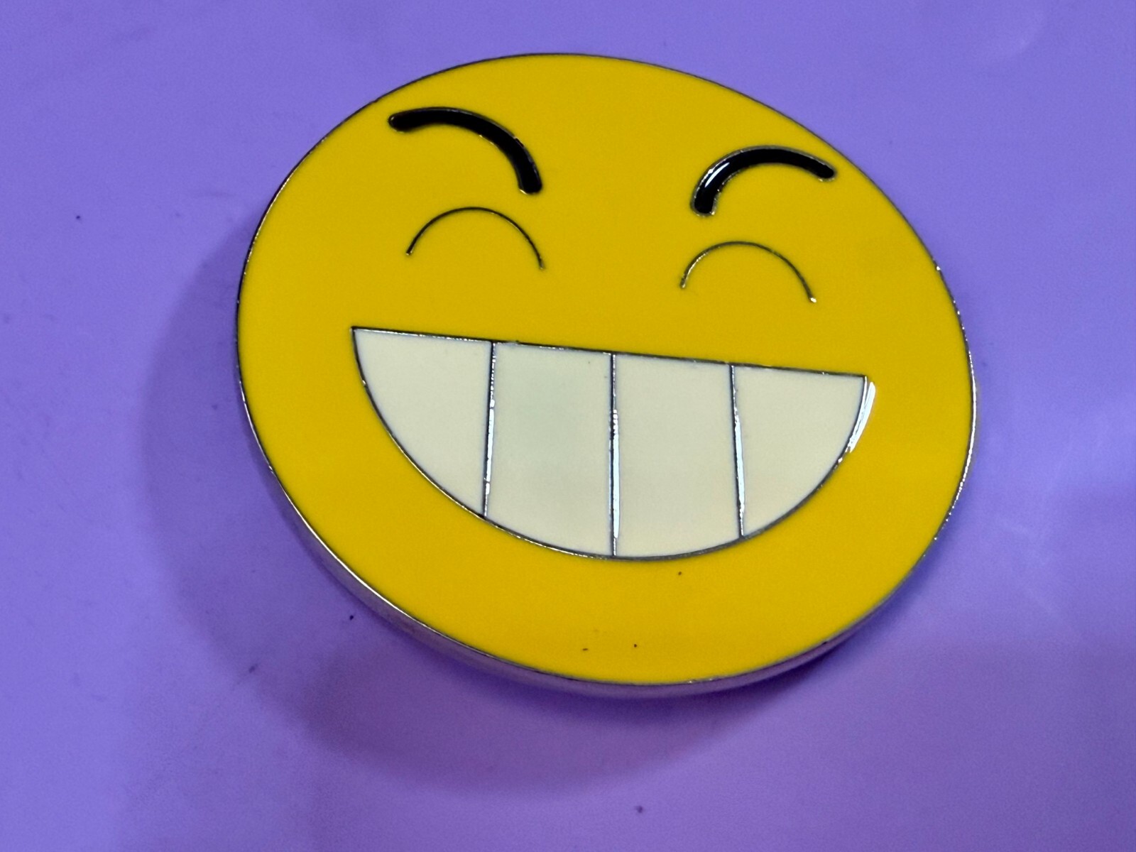 Grinning Smiley Face Yellow Emoji Funny Cool Novelty Round Large Belt Buckle