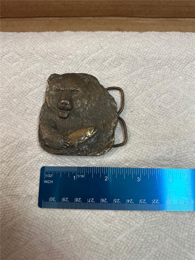 Vintage 1978 Bergamot Brass Works Bear Belt Buckle