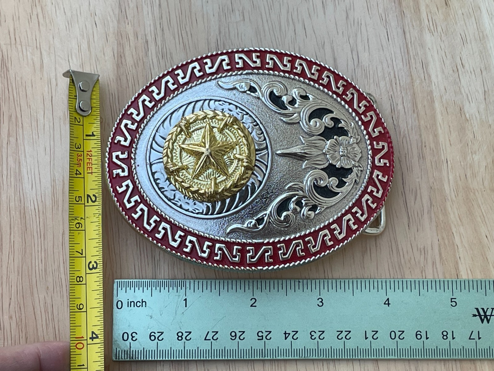 Western Buckle Oval Gold Silver Red Lone Star Texas Cowboy 2 » Hebillas Vaqueras