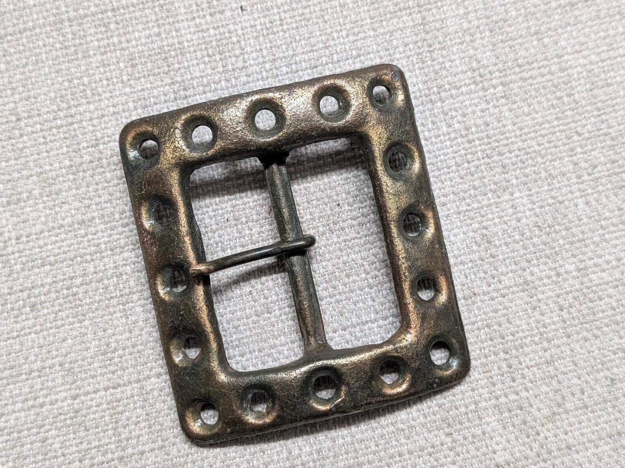 vintage 1970s belt buckle BRUTALIST handcrafted BRASS patina RUSTIC western