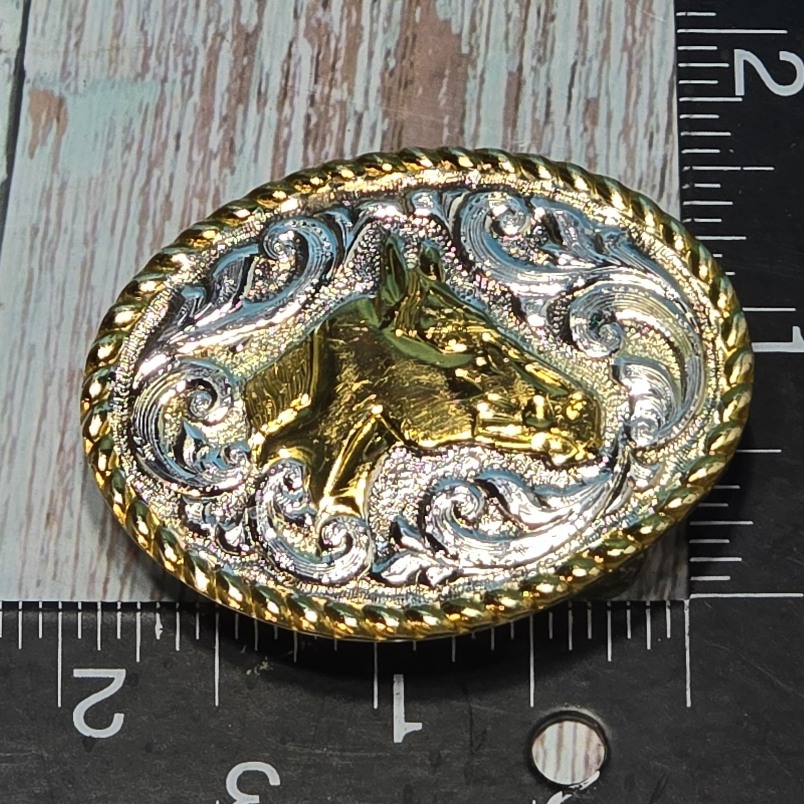 VTG Western Crumrine Heavy Silver Plate Jewelers&rsquo; Bronze Belt Buckle Horse