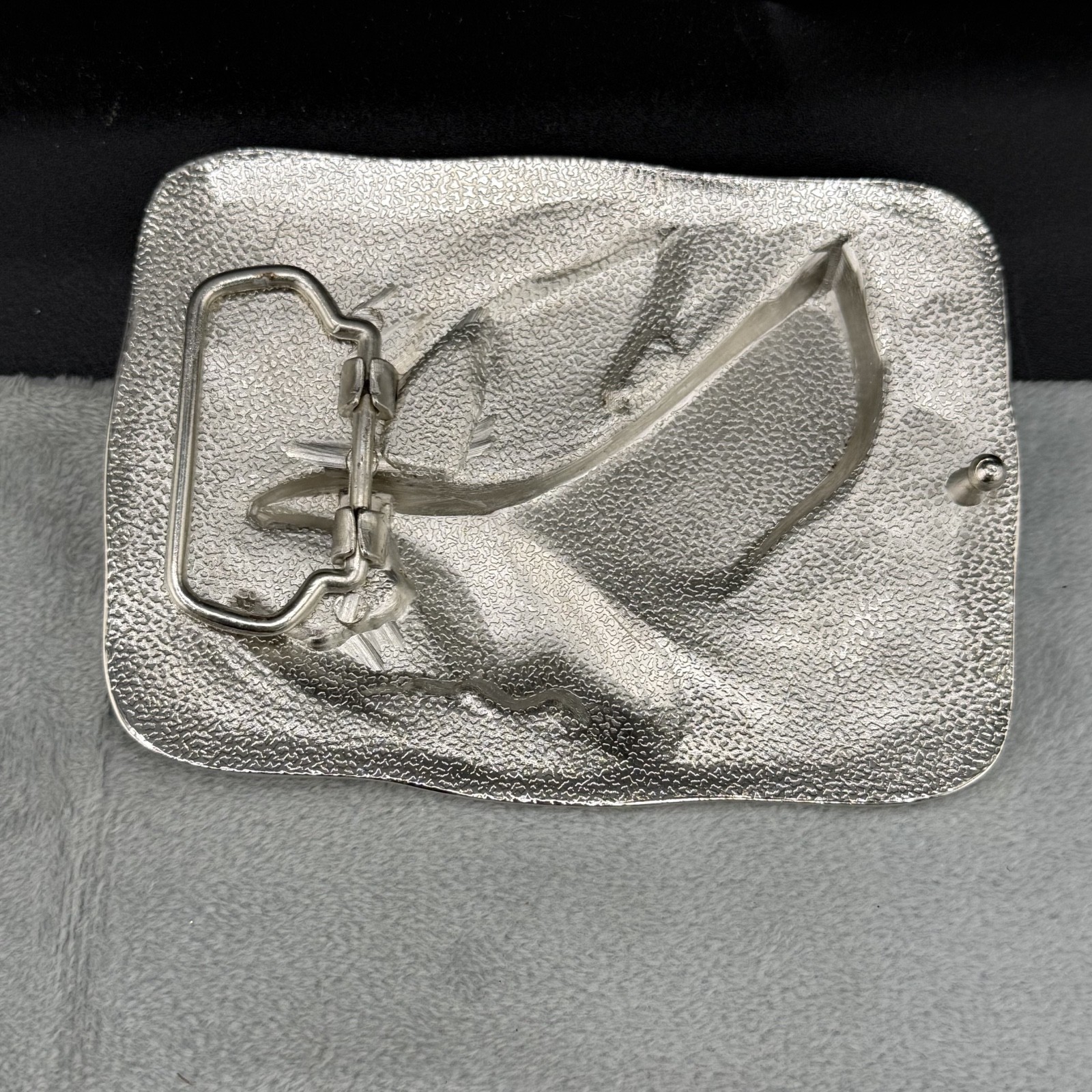 Vintage Buckle Silver Tone Eagle Hawk Enamel Patriotic
