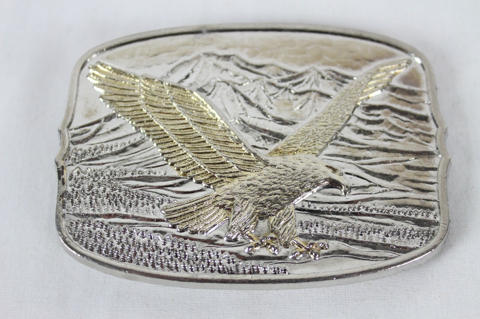 Vintage Silver and Gold Tone Bald Eagle Belt Buckle U.S.A. Collectable Rare Old