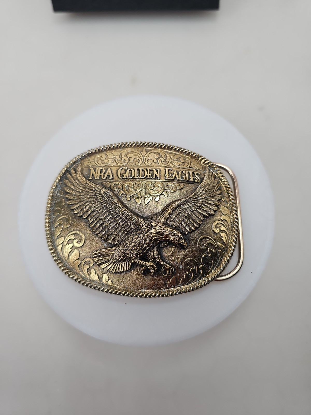 New Vintage NRA Solid Brass Golden Eagles Belt Buckle National Rifle Association