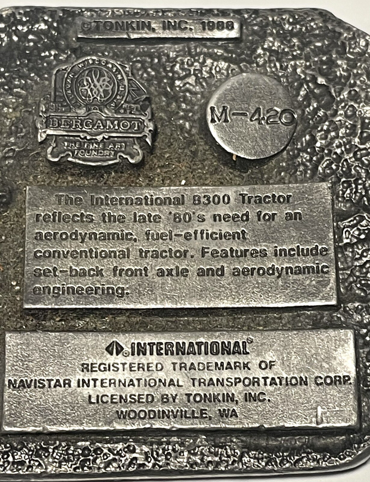 1988 Tonkin International Model 8300 Belt Buckle 3-1/4”Wide Up To 1.5” BeltVGUC