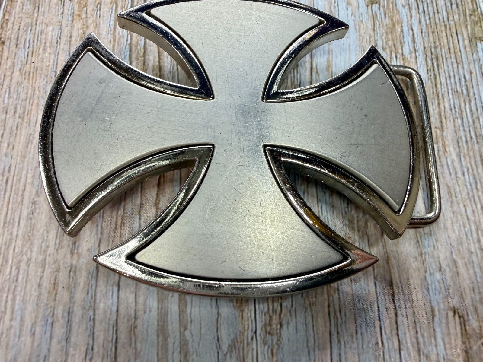 Maltese Celtic Iron Cross Gothic Punk Biker Vibe Cutout Outlined Belt Buckle