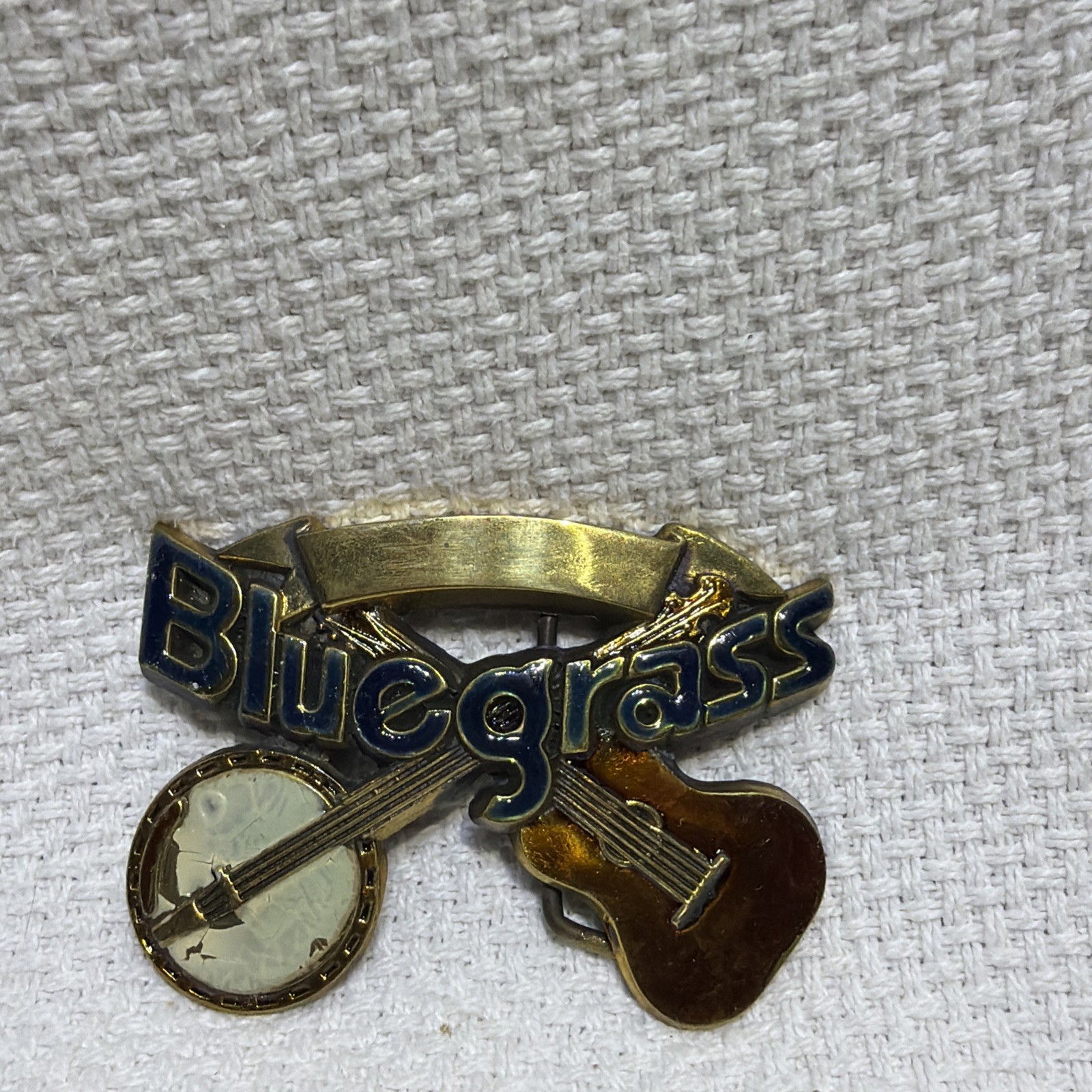 Vintage 1980 Solid Brass Baron Bucket Bluegrass Banjo & GuitaBelt Buckle (D_2)