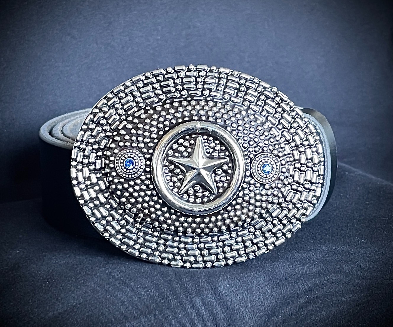 “Lone Star Reliquary” Belt Buckle Handmade 4×3 Leather back OOAK Darren McNeese