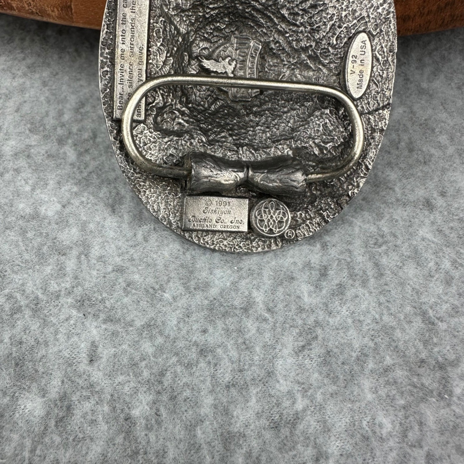 Vtg 1991 Siskiyou Buckle Co Grizzly Bear Claws Pewter Belt Buckle V-92 USA