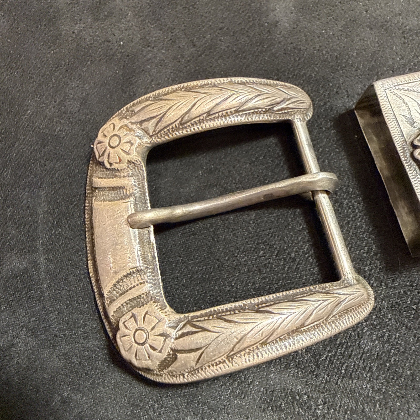 Vintage STERLING SILVER Belt Buckle Set 4PC western RANGER handcrafted Mexico