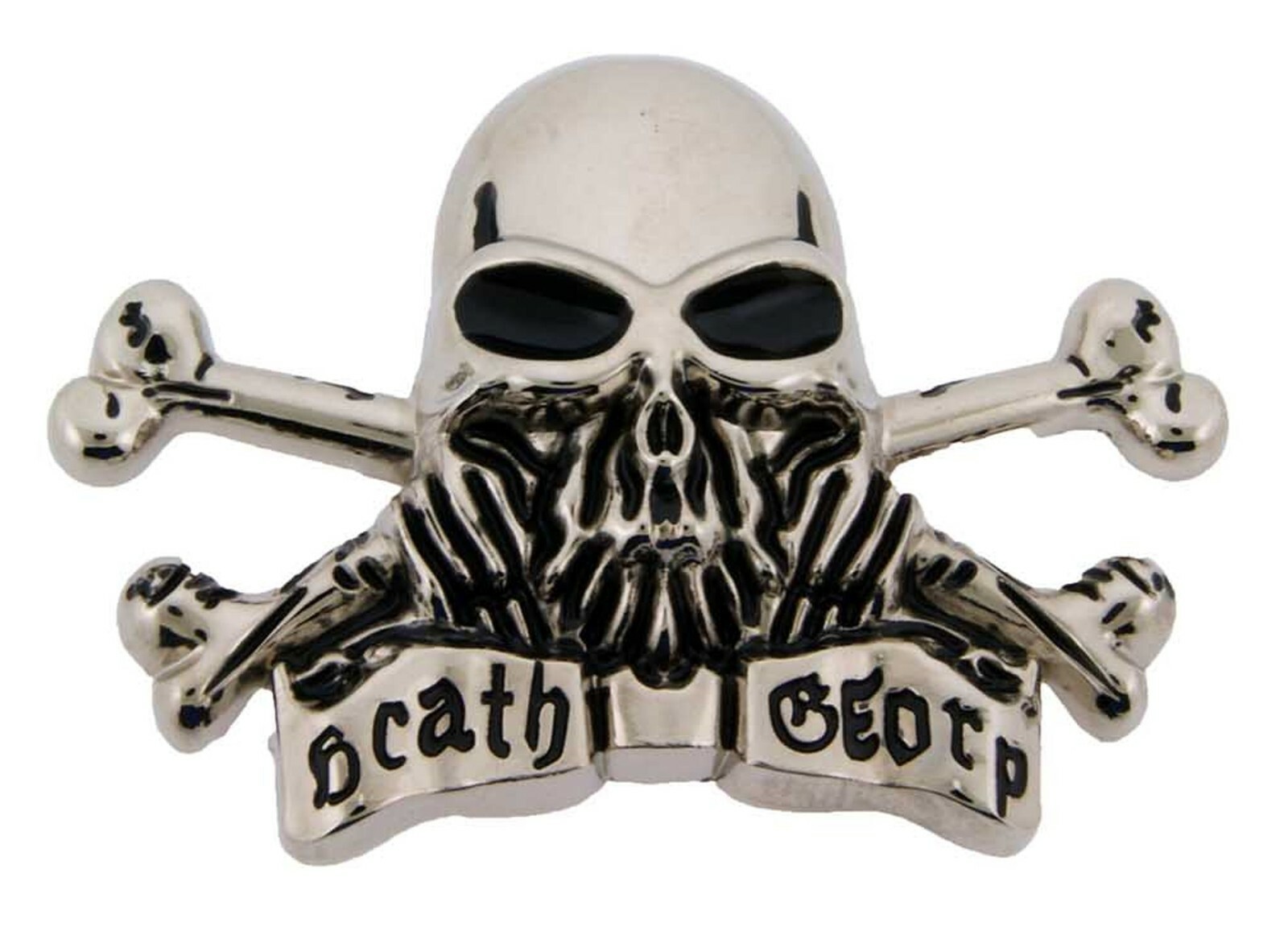 Skull Belt Buckle Cross bones Metal Silver Tattoo Mens Women Halloween Costume