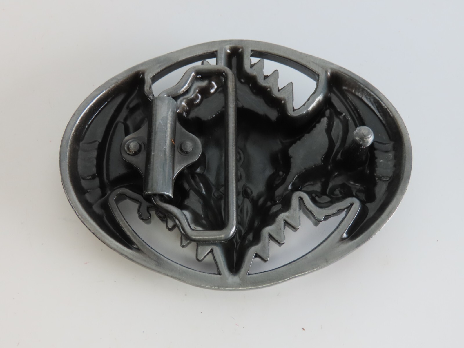 New Raised Steer Skull Belt Buckle Enameled South Western Metal Pewter Tone
