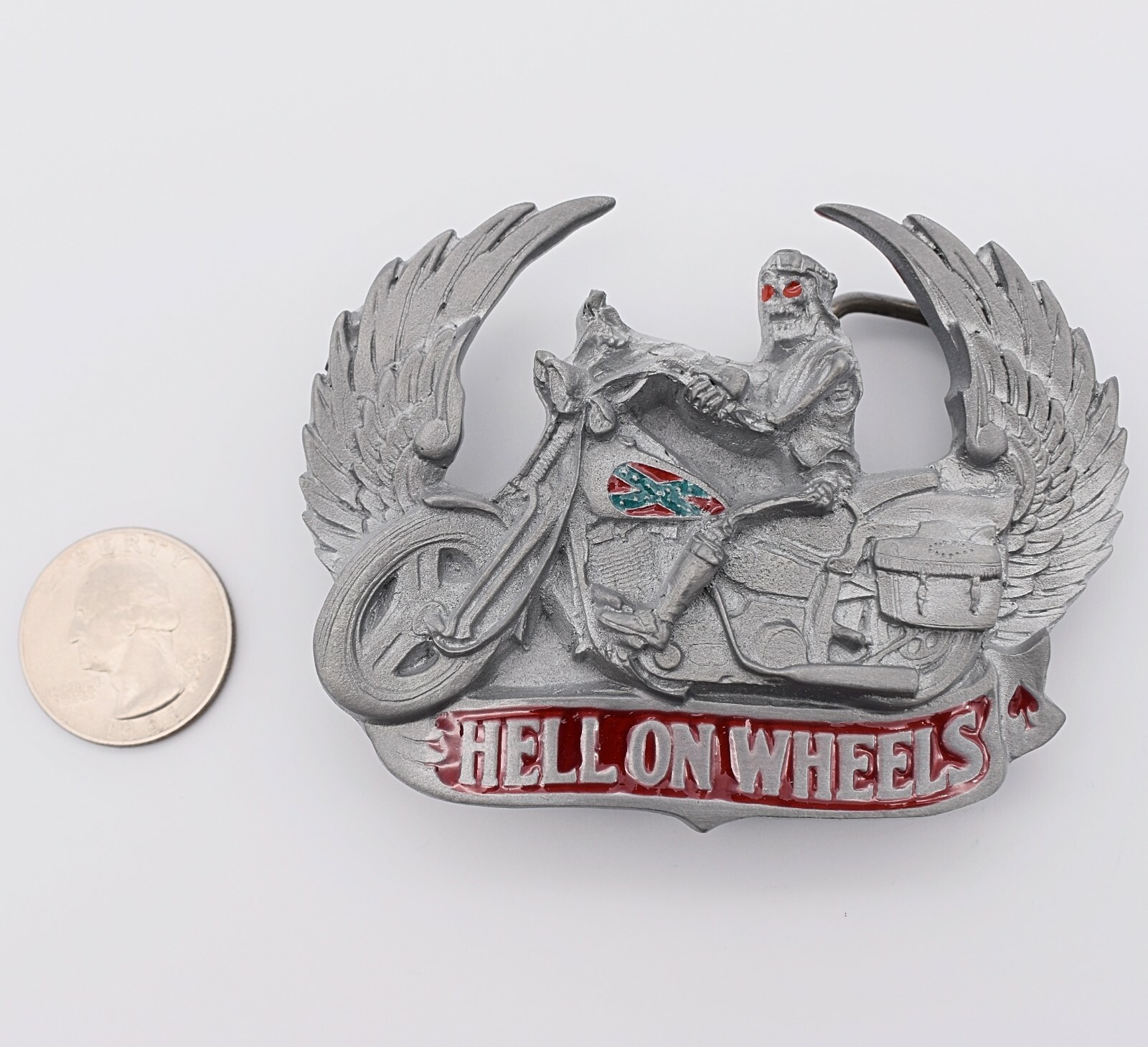 Hell On Wheels Motorcycle Skull Rider Novelty Gift Belt Buckle (New)