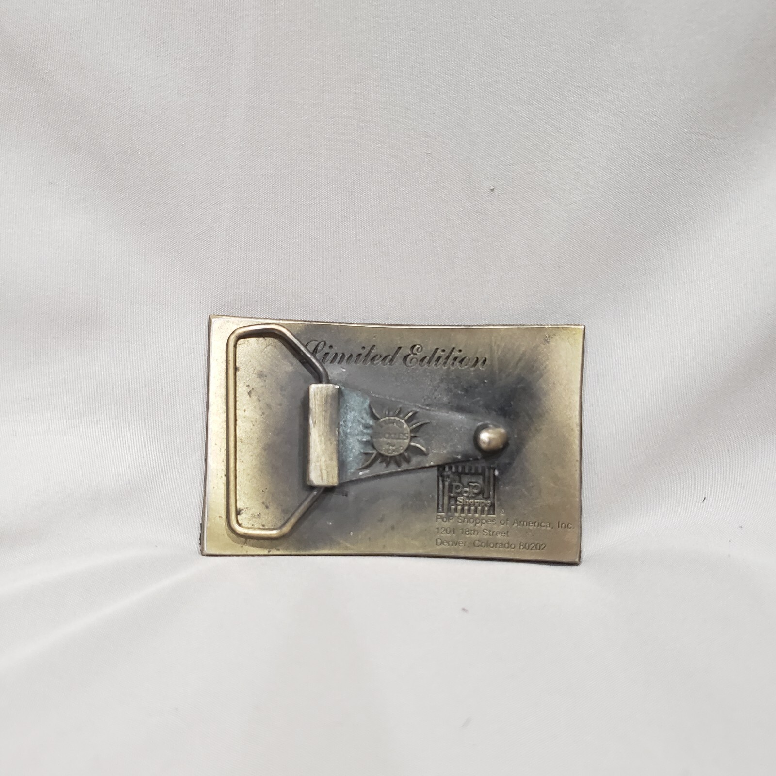 The Pop Shoppe America&rsquo;s Soft Drink Supermarket Belt Buckle Denver CO 1970s