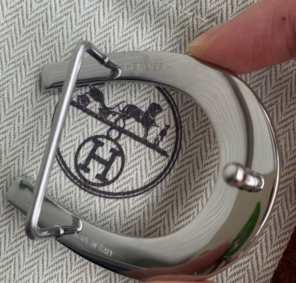 Hermes Buckle Waist Belt 38mm Plated Silver Hermès Fer à Cheval horseshoe-shaped