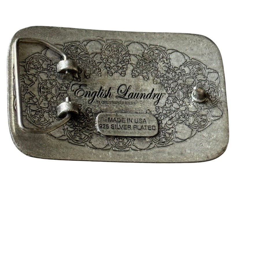 English Laundry Mens Belt Buckle Signed Christopher Wicks 925 Silver Plated wing