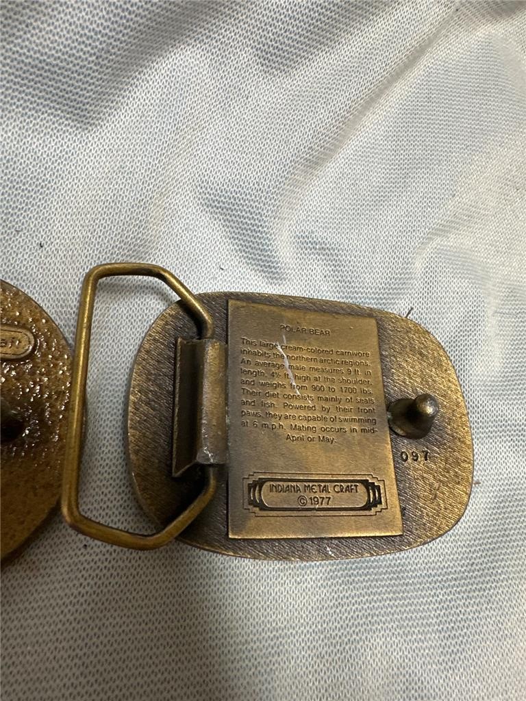 Vintage Indiana Medal Craft Lot of 2 Buckles – Polar Bear and Doe and Buck AS IS