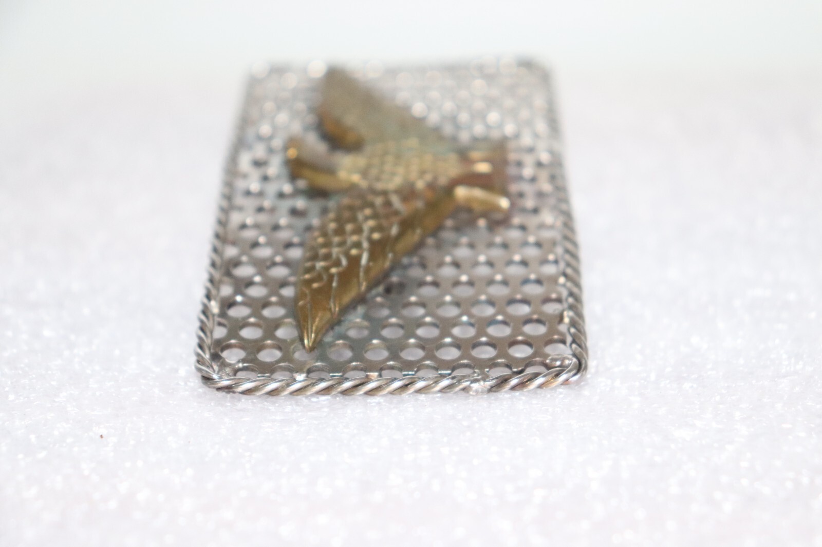 Industrial Brass Mounted Eagle on Perforated Steel Belt Buckle
