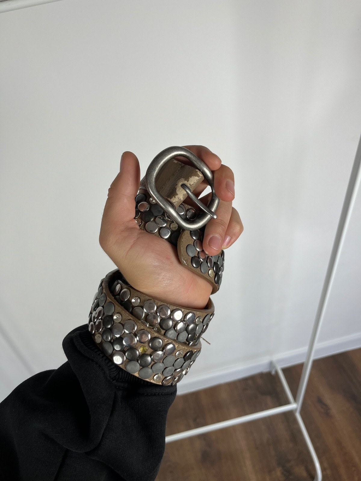Vintage Studded Punk Rock Belt 105cm 41in Goth Metal Rivet Buckle