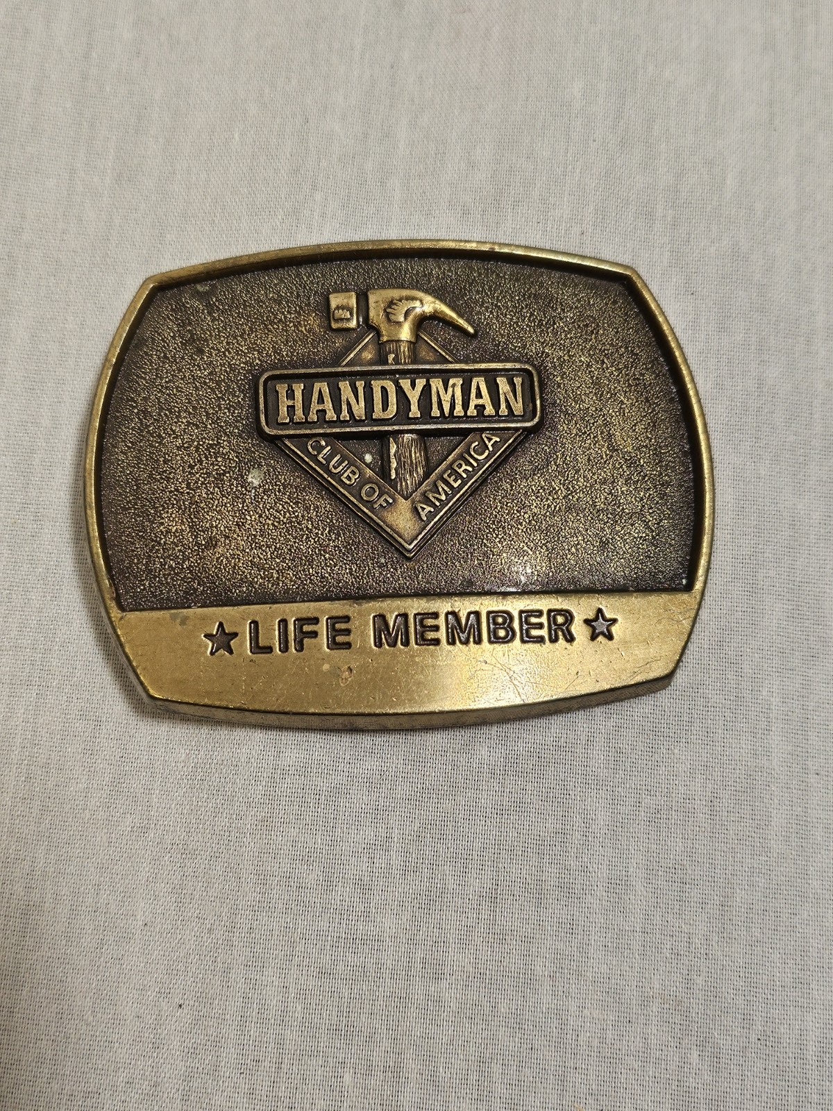 Handyman Club Of America Life Member Tool Shop Carpenter Mens Brass Belt Buckle