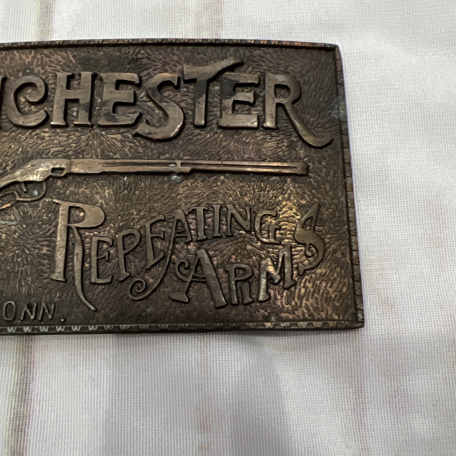 Vintage Winchester Repeating Arms New Haven Brass Belt Buckle