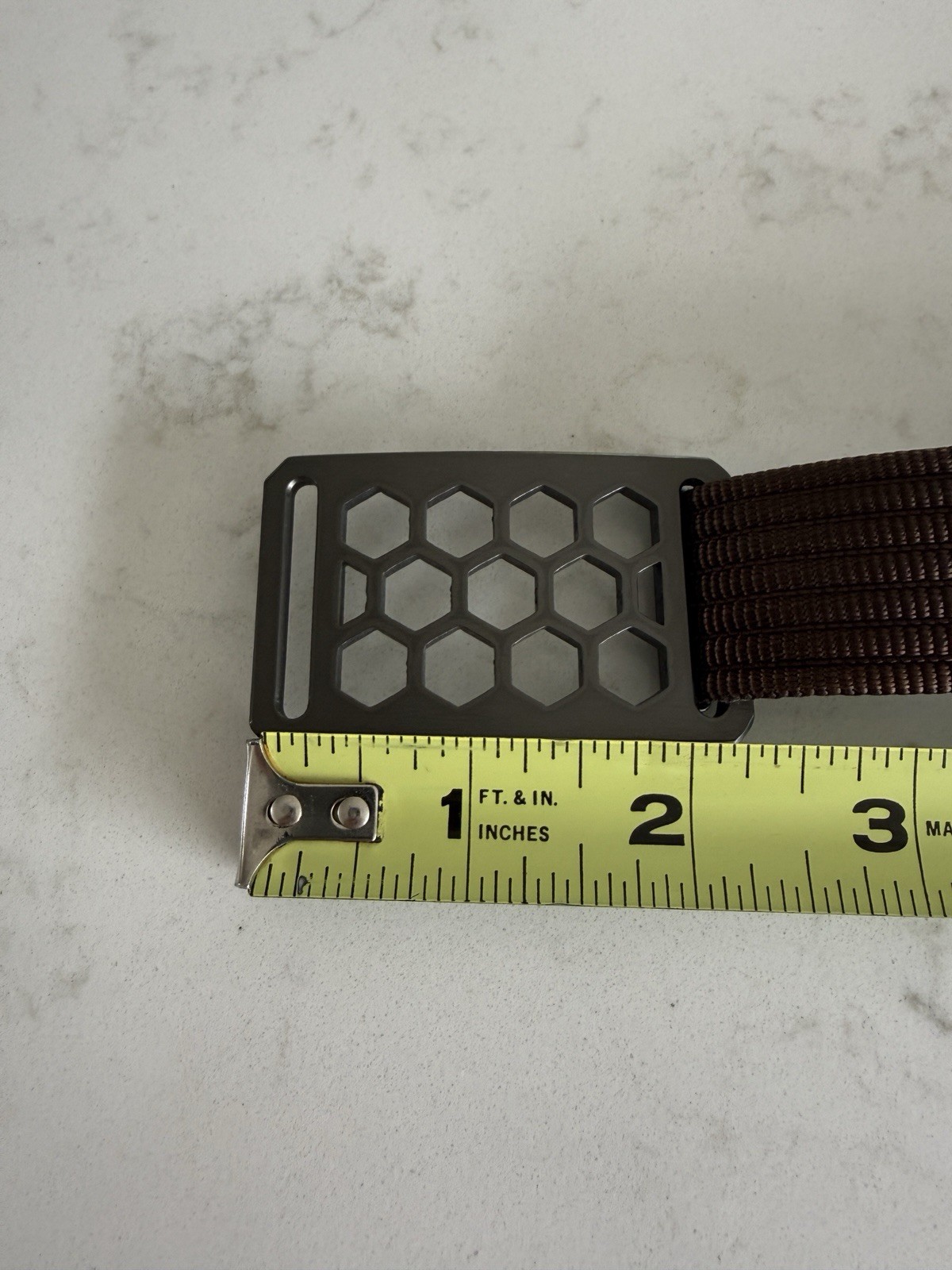 Grip6 Gray Honeycomb Buckle w/ Brown 1” Wide Tactical Nylon Belt – 48&Prime; Long