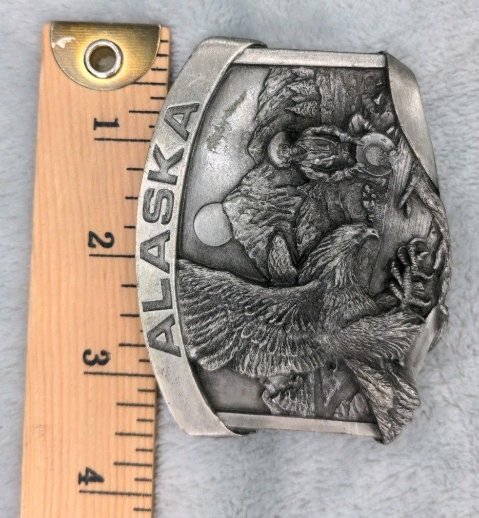 Vintage 1984 Alaska Belt Buckle Eagle Pewter Siskiyou Buckle Company