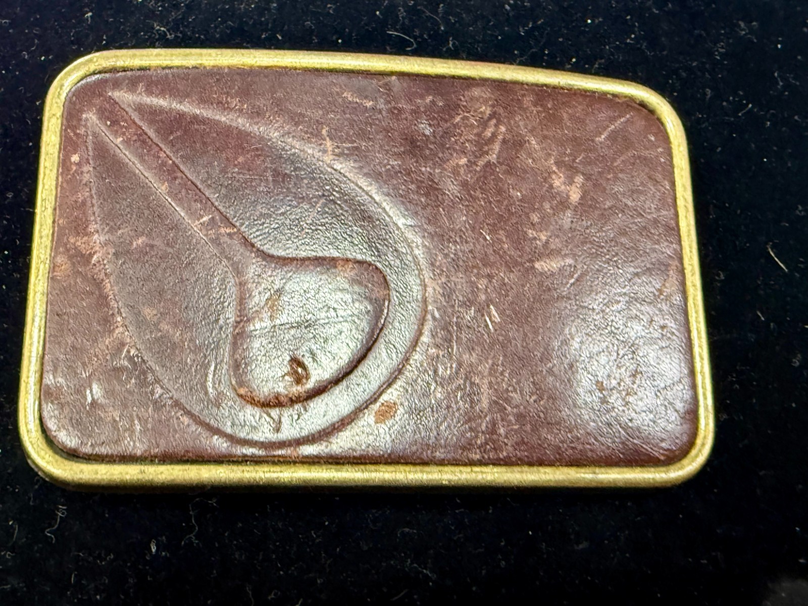 Nixon Logo Embossed on Leather Vintage Advertisement Promotional Belt Buckle