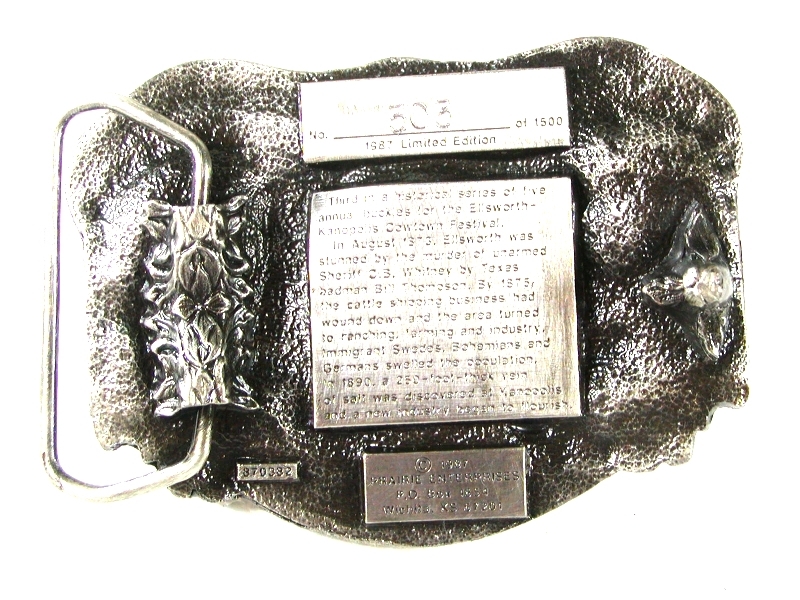 Ellsworth Cowtown Festival Belt Buckle & Papers By PRAIRIE ENTERPRISES