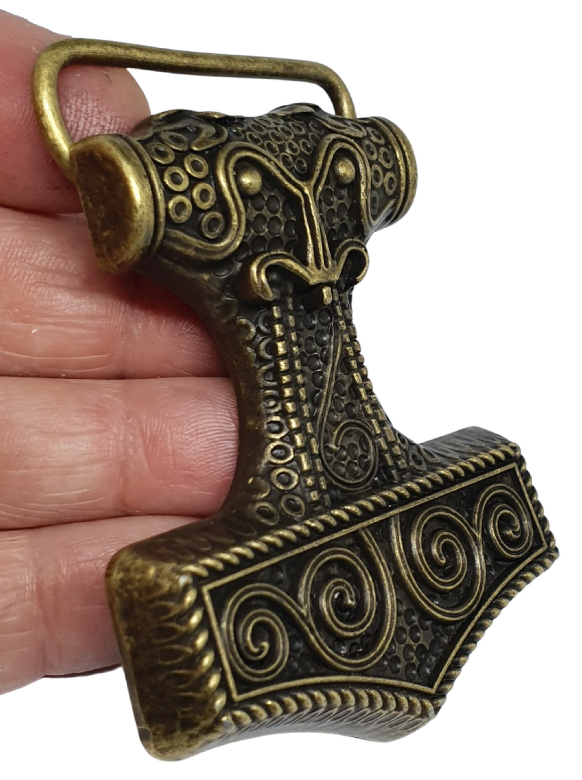 Belt Buckle Thor&rsquo;s Hammer Viking Celtic Raven Skane Metal Bronzed Buckle Only