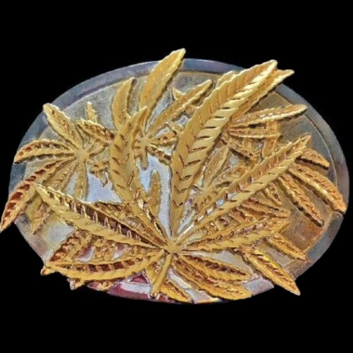 Cannabis Pot Plant Weed Leaf Marijuana Belt Buckle Stoner Leaves