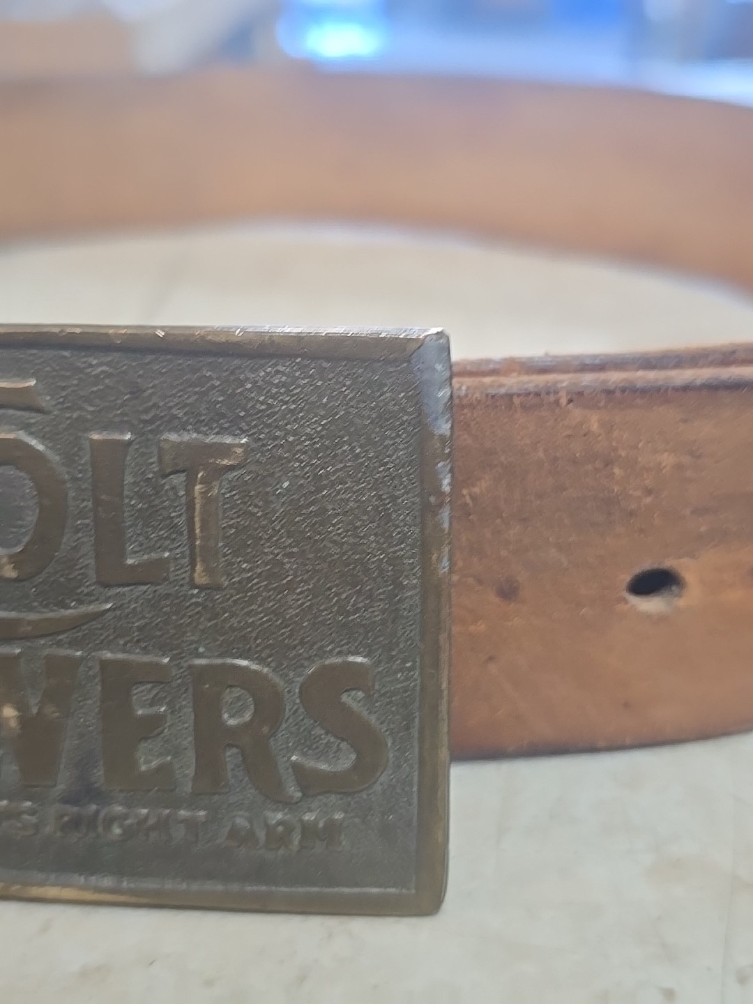 VINTAGE COLT REVOLVERS BRASS BELT BUCKLE ~ GW13 ~ ANTIQUE FINISH ~ WESTERN ~ EUC