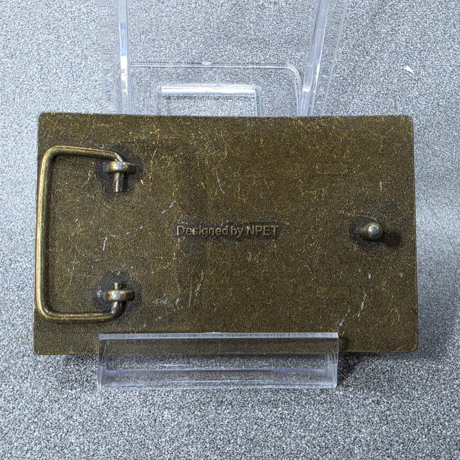 Brass American Flag Belt Buckle Mens Excellent USA Patriotic Rectangle
