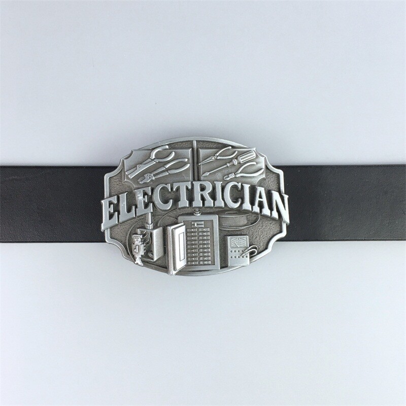 Antique Silver Electrician Trades Tradesman Belt Buckle also Stock in the US