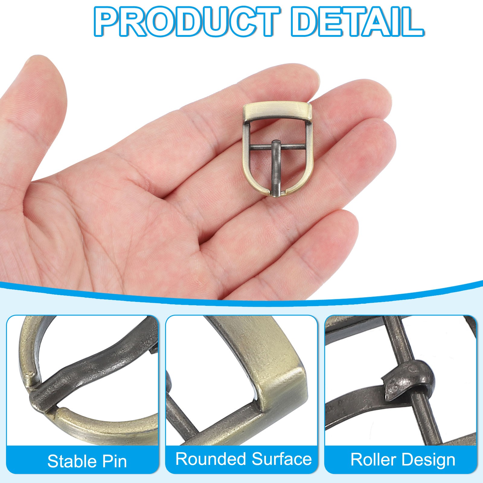 16Pcs 0.7&Prime; Single Prong Belt Buckle Metal Roller Buckle Brown/Black