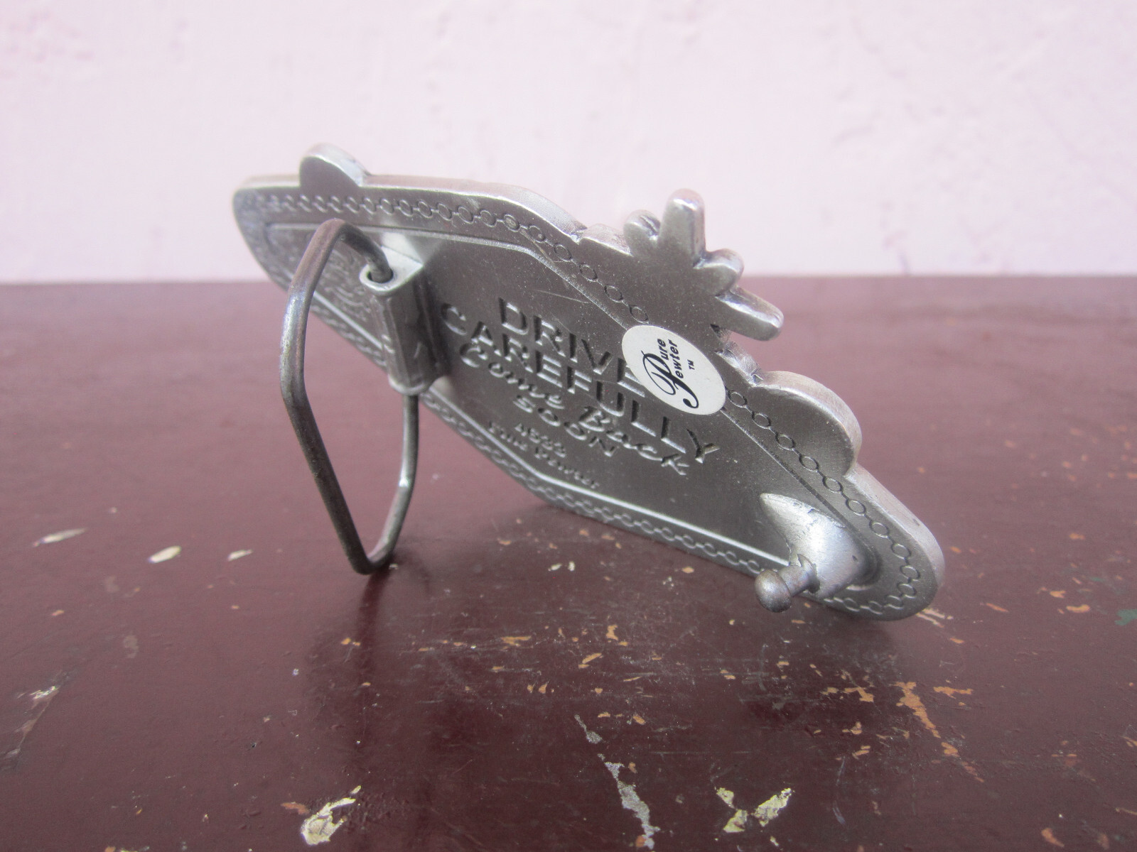 2003 Las Vegas Belt Buckle Pewter Welcome to Fabulous Nevada Drive Carefully